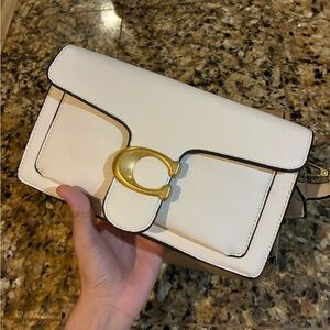 Coach Pebble Leather Crossbody in Cream with Gold C Hardware